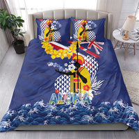 Hawaii King Kamehameha Day Bedding Set Lei Sea Waves Polynesian Tapa Pattern