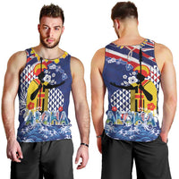 Hawaii King Kamehameha Day Men Tank Top Lei Sea Waves Polynesian Tapa Pattern