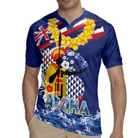 Hawaii King Kamehameha Day Rugby Jersey Lei Sea Waves Polynesian Tapa Pattern