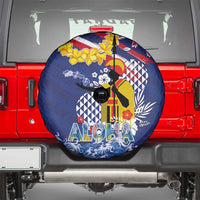 Hawaii King Kamehameha Day Spare Tire Cover Lei Sea Waves Polynesian Tapa Pattern