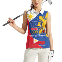Philippines Independence Day Women Sleeveless Polo Shirt Araw ng Kalayaan Polynesian Sun and YAKAN Pattern