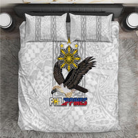 Philippines Eagle Week Bedding Set Polynesian Pattern Barong Style LT03 White - Polynesian Pride