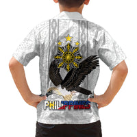 Philippines Eagle Week Family Matching Off Shoulder Short Dress and Hawaiian Shirt Polynesian Pattern Barong Style LT03 - Polynesian Pride