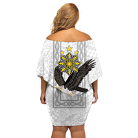 Philippines Eagle Week Family Matching Off Shoulder Short Dress and Hawaiian Shirt Polynesian Pattern Barong Style LT03 - Polynesian Pride