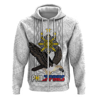 Philippines Eagle Week Hoodie Polynesian Pattern Barong Style LT03 Zip Hoodie White - Polynesian Pride