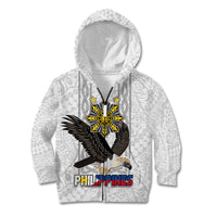Philippines Eagle Week Kid Hoodie Polynesian Pattern Barong Style LT03 Zip Hoodie White - Polynesian Pride