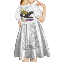 Philippines Eagle Week Kid Short Sleeve Dress Polynesian Pattern Barong Style LT03 - Polynesian Pride