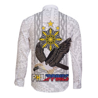 Philippines Eagle Week Long Sleeve Button Shirt Polynesian Pattern Barong Style LT03 - Polynesian Pride