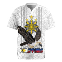 Philippines Eagle Week Rugby Jersey Polynesian Pattern Barong Style LT03 White - Polynesian Pride