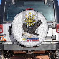 Philippines Eagle Week Spare Tire Cover Polynesian Pattern Barong Style LT03 White - Polynesian Pride
