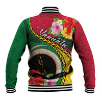 Vanuatu Tribal Boar Tusk Baseball Jacket Tropical Plants with Namele and Melanesian Pattern