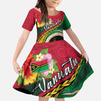 Vanuatu Tribal Boar Tusk Family Matching Short Sleeve Bodycon Dress and Hawaiian Shirt Tropical Plants with Namele and Melanesian Pattern