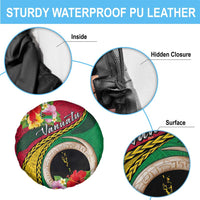 Vanuatu Tribal Boar Tusk Spare Tire Cover Tropical Plants with Namele and Melanesian Pattern