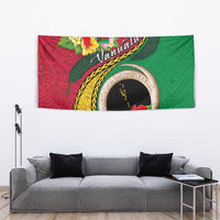 Vanuatu Tribal Boar Tusk Tapestry Tropical Plants with Namele and Melanesian Pattern