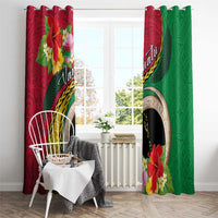 Vanuatu Tribal Boar Tusk Window Curtain Tropical Plants with Namele and Melanesian Pattern