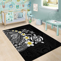 Hawaiian Plumeria Turtles Area Rug Polynesian Art Tattoo