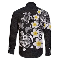 Hawaiian Plumeria Turtles Family Matching Short Sleeve Bodycon Dress and Hawaiian Shirt Polynesian Art Tattoo