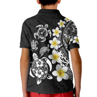 Hawaiian Plumeria Turtles Kid Polo Shirt Polynesian Art Tattoo