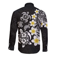 Hawaiian Plumeria Turtles Long Sleeve Button Shirt Polynesian Art Tattoo LT03 - Polynesian Pride