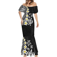 Hawaiian Plumeria Turtles Mermaid Dress Polynesian Art Tattoo