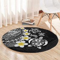 Hawaiian Plumeria Turtles Round Carpet Polynesian Art Tattoo
