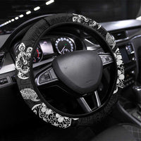 Hawaiian Plumeria Turtles Steering Wheel Cover Polynesian Art Tattoo