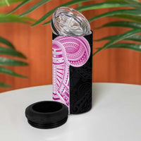 Samoan Art Tattoo Polynesian Pattern 4 in 1 Can Cooler Tumbler Pink Out Color