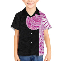 Samoan Art Tattoo Polynesian Pattern Family Matching Summer Maxi Dress and Hawaiian Shirt Pink Out Color