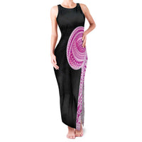 Samoan Art Tattoo Polynesian Pattern Family Matching Tank Maxi Dress and Hawaiian Shirt Pink Out Color