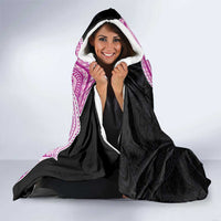 Samoan Art Tattoo Polynesian Pattern Hooded Blanket Pink Out Color