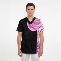 Samoan Art Tattoo Polynesian Pattern Scrub Top Pink Out Color - Polynesian Pride