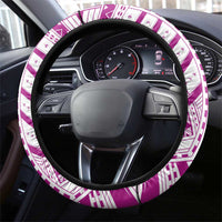 Samoan Art Tattoo Polynesian Pattern Steering Wheel Cover Pink Out Color