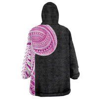 Samoan Art Tattoo Polynesian Pattern Wearable Blanket Hoodie Pink Out Color
