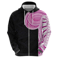 Samoan Art Tattoo Polynesian Pattern Zip Hoodie Pink Out Color