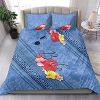 Bula Fiji Hibiscus and Plumeria Flowers Bedding Set Tapa Tattoo Polynesian Pattern LT03 - Polynesian Pride