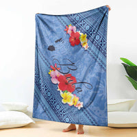 Bula Fiji Hibiscus and Plumeria Flowers Blanket Tapa Tattoo Polynesian Pattern