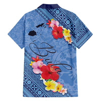 Bula Fiji Hibiscus and Plumeria Flowers Family Matching Off The Shoulder Long Sleeve Dress and Hawaiian Shirt Tapa Tattoo Polynesian Pattern
