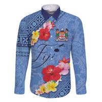 Bula Fiji Hibiscus and Plumeria Flowers Family Matching Off The Shoulder Long Sleeve Dress and Hawaiian Shirt Tapa Tattoo Polynesian Pattern