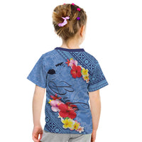 Bula Fiji Hibiscus and Plumeria Flowers Kid T Shirt Tapa Tattoo Polynesian Pattern