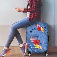 Bula Fiji Hibiscus and Plumeria Flowers Luggage Cover Tapa Tattoo Polynesian Pattern