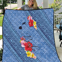 Bula Fiji Hibiscus and Plumeria Flowers Quilt Tapa Tattoo Polynesian Pattern