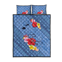 Bula Fiji Hibiscus and Plumeria Flowers Quilt Bed Set Tapa Tattoo Polynesian Pattern