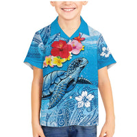 Hawaii Sea Turtle and Tropical Flowers Family Matching Mermaid Dress and Hawaiian Shirt Polynesian Tattoo Undersea Vibe