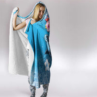 Hawaii Sea Turtle and Tropical Flowers Hooded Blanket Polynesian Tattoo Undersea Vibe LT03 - Polynesian Pride