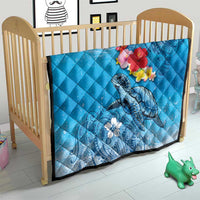 Hawaii Sea Turtle and Tropical Flowers Quilt Polynesian Tattoo Undersea Vibe