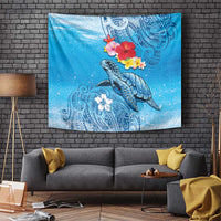 Hawaii Sea Turtle and Tropical Flowers Tapestry Polynesian Tattoo Undersea Vibe LT03 - Polynesian Pride