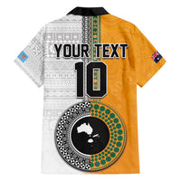 Custom Fiji and Australia Rugby Family Matching Summer Maxi Dress and Hawaiian Shirt Aboriginal and Fijian Masi Pattern