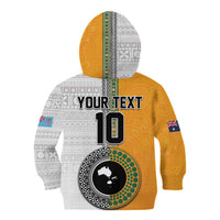 Custom Fiji and Australia Rugby Kid Hoodie Aboriginal and Fijian Masi Pattern