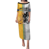 Custom Fiji and Australia Rugby Puletasi Aboriginal and Fijian Masi Pattern LT03 Long Dress White - Polynesian Pride