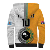 Custom Fiji and Australia Rugby Sherpa Hoodie Aboriginal and Fijian Masi Pattern LT03 - Polynesian Pride